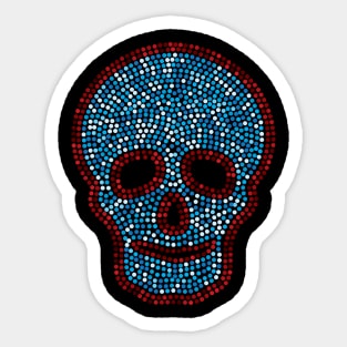 Blue Sequins Skull Sticker